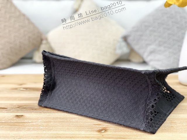 Dior女包 迪奧Book Tote黑網格帆布托特包 Dior刺繡購物袋  dfk1661